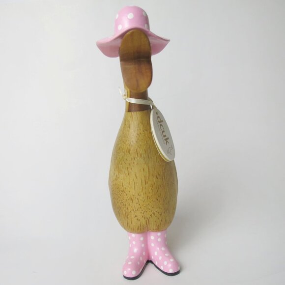 Dcuk The Duck Company Wooden Duck Pink Spotted Hat & Welly Boots - Picture 5 of 10